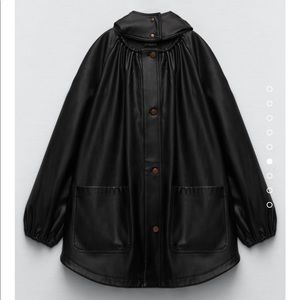 Zara faux leather jacket with hood